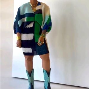Multi color plisse dolman sleeve dress-OS, Brand new
